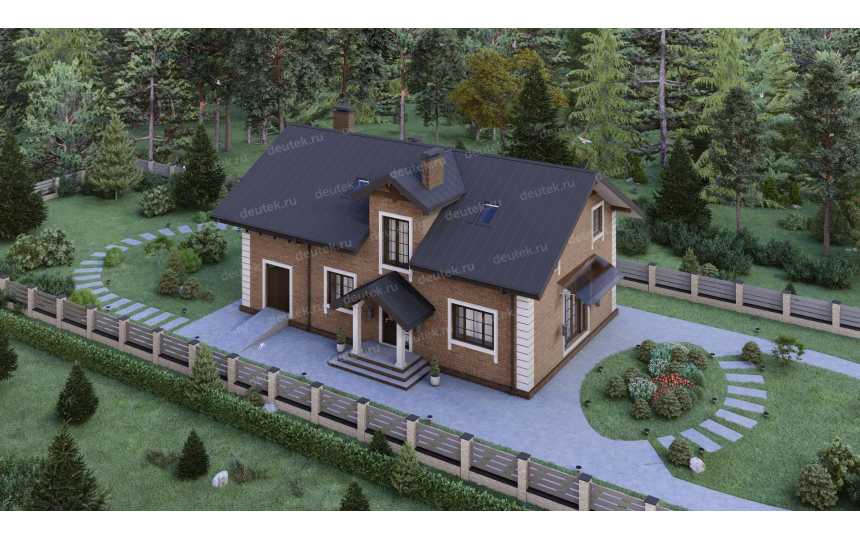 Проект узкого двухэтажного дома с одноместным гаражом и террасой на втором этаже - P277