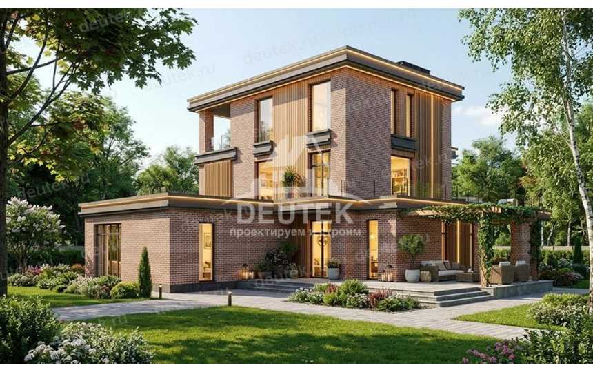 Проект современного трехэтажного дома с бассейном, сауной и гаражом - LK-369