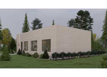 Проект узкого одноэтажного дома с площадью до 150 кв м - P299