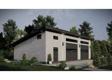 Проект двухместного гаража в стиле минимализм - P242-3