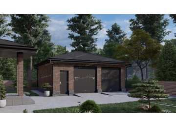 Проект квадратного двухместного гаража с погребом - P236-2