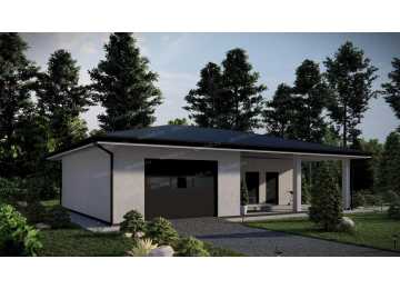 Проект одноместного гаража с мастерской и хозблоком - P243