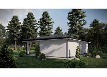 Проект одноместного гаража с мастерской и хозблоком - P243