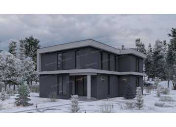 Проект жилого двухэтажного дома в стиле минимализм - P246