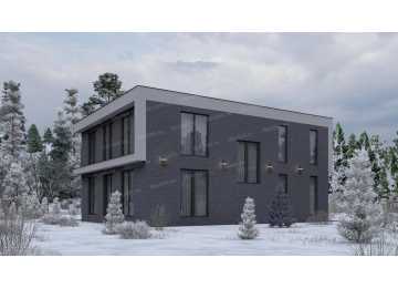 Проект жилого двухэтажного дома в стиле минимализм - P246