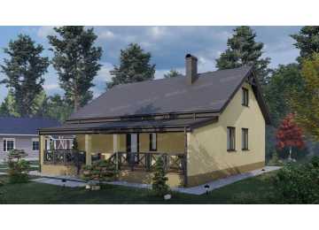 Проект жилого двухэтажного дома с мансардным этажом - P248