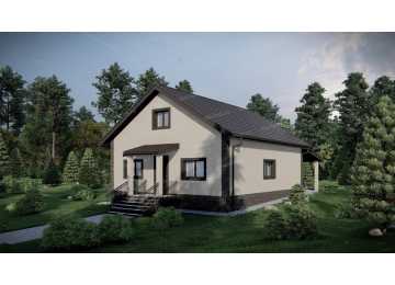 Проект жилого одноэтажного дома с навесом для автомобиля - P251