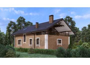 Проект узкого двухэтажного дома с одноместным гаражом и террасой на втором этаже - P277