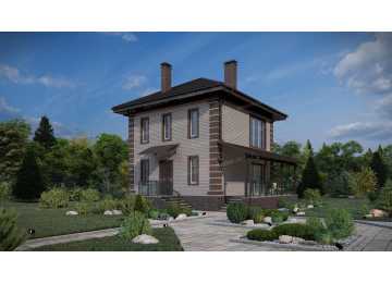 Проект квадратного двухэтажного дома с площадью до 100 кв м - P247