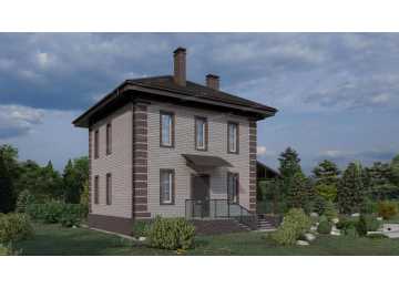 Проект квадратного двухэтажного дома с площадью до 100 кв м - P247