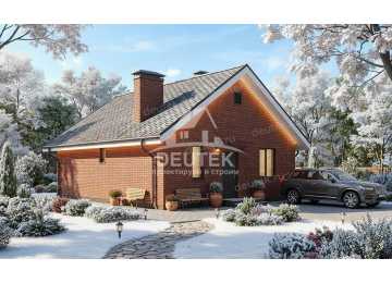 Проект жилого одноэтажного дома с двумя спальнями с террасой - LK-286