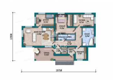 Проект узкого одноэтажного дома в европейском стиле - LK-383