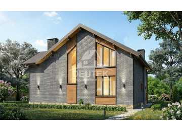 Проект загородного двухэтажного дома с большими окнами - LK-386