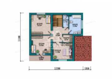 Проект загородного двухэтажного дома с большими окнами - LK-386
