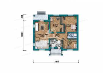Проект жилого одноэтажного дома с площадью до 150 кв м - LK-387