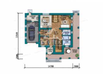 Проект дачного двухэтажного дома с одноместным гаражом - LK-390