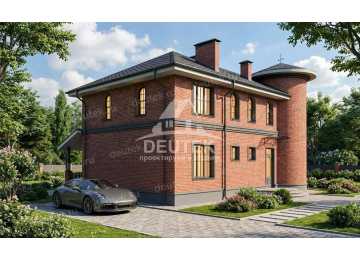 Проект квадратного двухэтажного дома с размерами 13 м на 13 м - LK-517