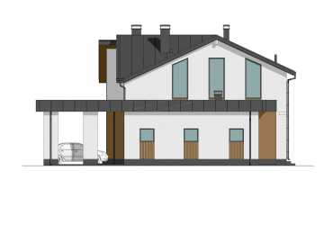 Проект жилого двухэтажного дома с большими окнами - P276