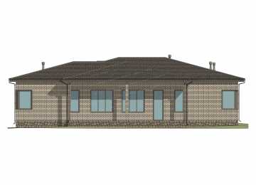 Проект узкого одноэтажного дома с пятью спальнями - P279