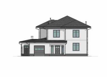 Проект жилого двухэтажного дома с одноместным гаражом - P280