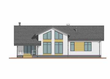 Проект жилого одноэтажного дома с большими окнами и вторым светом - P281