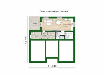 Проект квадратного двухэтажного дома с цоколем и одноместным гаражом - P228