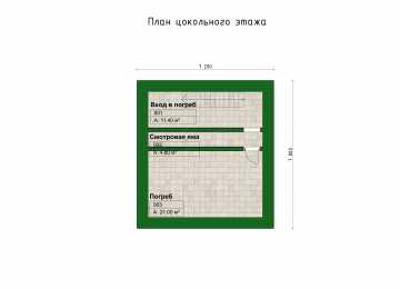 Проект квадратного двухместного гаража с погребом - P236-2