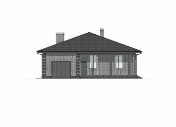 Проект узкого одноэтажного дома с одноместным гаражом - P249
