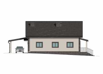 Проект жилого одноэтажного дома с навесом для автомобиля - P251