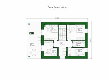 Проект узкого двухэтажного дома с одноместным гаражом и террасой на втором этаже - P277