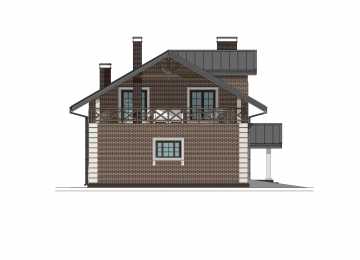 Проект узкого двухэтажного дома с одноместным гаражом и террасой на втором этаже - P277