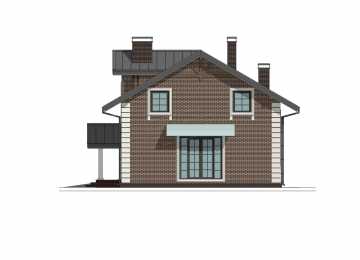Проект узкого двухэтажного дома с одноместным гаражом и террасой на втором этаже - P277