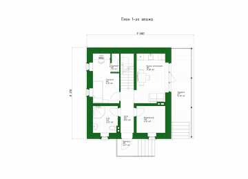 Проект квадратного двухэтажного дома с площадью до 100 кв м - P247