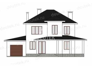 Проект дачного двухэтажного дома с одноместным гаражом - LK-390