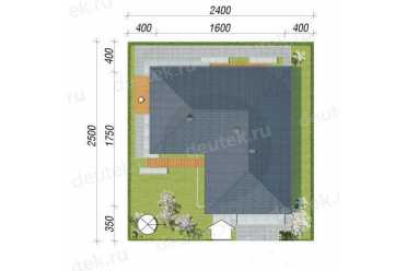 Проект европейского дома с одноместным гаражом 16 на 17 метров DTA100116