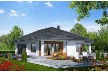 Проект европейского одноэтажного дома с двухместным гаражом, чердаком и камином 16 на 18 м - DTA100045 DTS100045