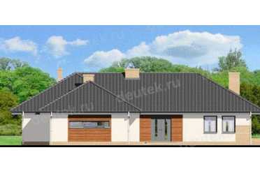 Проект одноэтажного дома из керамаблоков с двухместным гаражом DTV100021