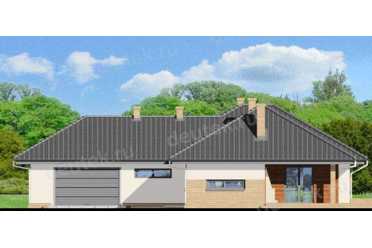 Проект одноэтажного дома из керамаблоков с двухместным гаражом DTV100021