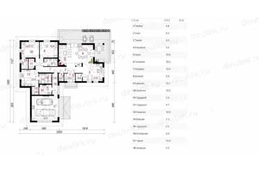 Проект одноэтажного дома из керамаблоков с двухместным гаражом DTV100021