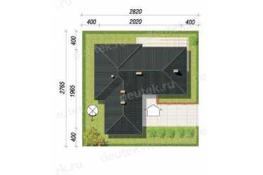 Проект одноэтажного дома из керамаблоков с двухместным гаражом DTV100021