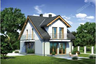 Проект двухэтажного узкого дома с гаражом DTM123