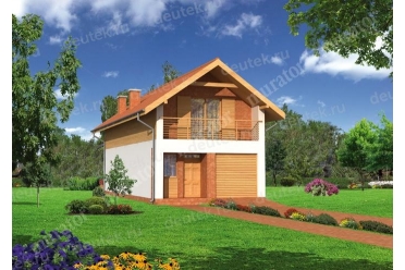 Проект двухэтажного длинного дома с гаражом DTM78