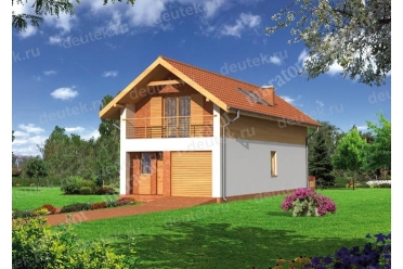 Проект двухэтажного длинного дома с гаражом DTM78